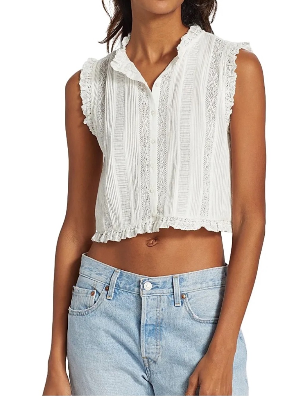 Dôen White Hallie Lace Crop Top (Never Worn) - Picture 2 of 7